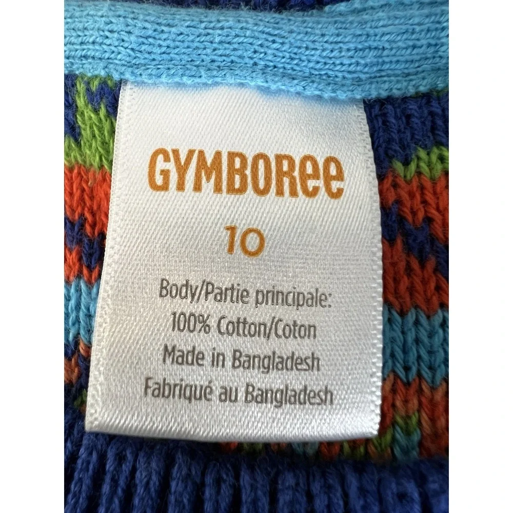 Gymboree size 10 Dinosaur Sweater blue Orange Green Trees stripes